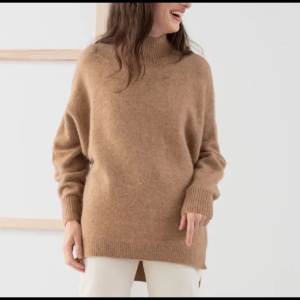 & Other Stories Oversized Mock Neck Alpaca Wool Blend Sweater Medium